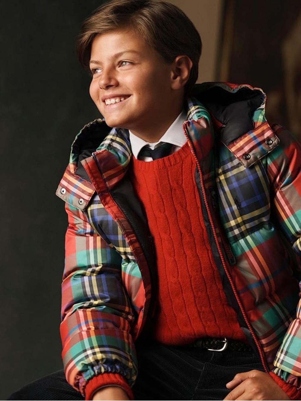 Polo Ralph Lauren Boys Red Cable Knit Sweater Size M 10-12 Pony Logo Preppy